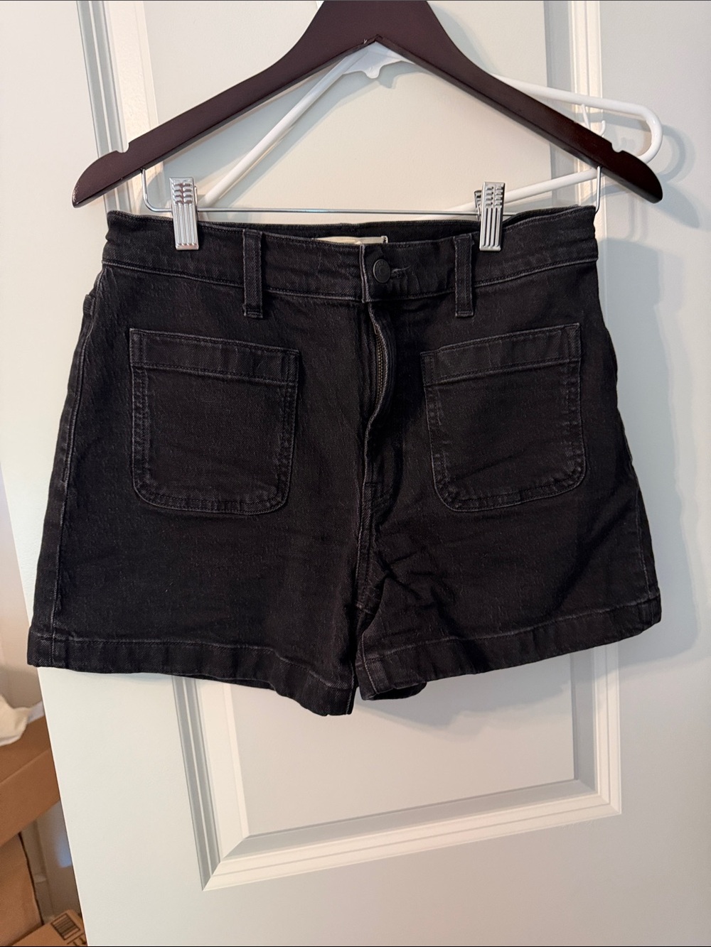 Madewell Patch Pocket Black Denim Shorts 27